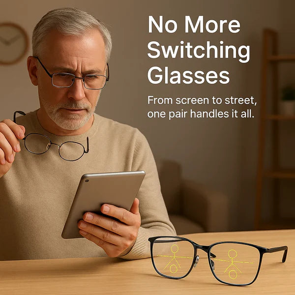German Intelligent Progressive Glasses | Anti-Fingerprint, UV Protection & Ideal for Reading and Driving