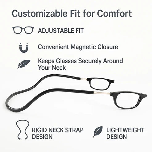 Adjustable Hanging Neck Magnetic Reading Glasses Clic Glasses
