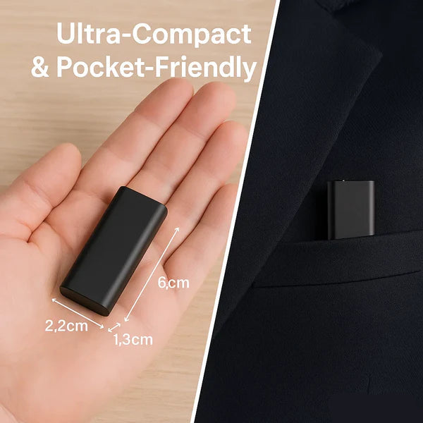 Miniature Voice Recorder - Compact Stealth Audio Capture Device with Voice Activation for Meetings, Interviews, and Personal Notes