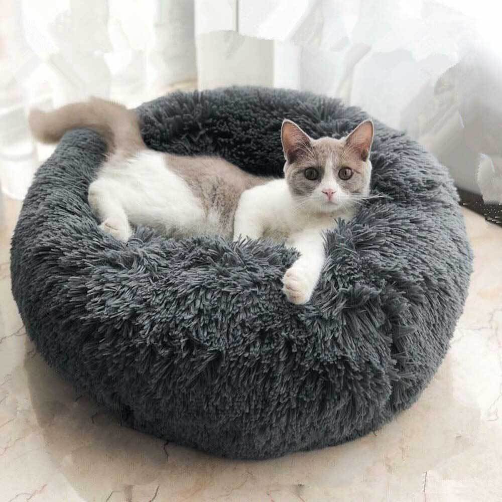 Calming Cloud Cat Bed - Soft Plush Pet Bed for Cats & Kittens, Cozy Nesting Bed for Indoor Use