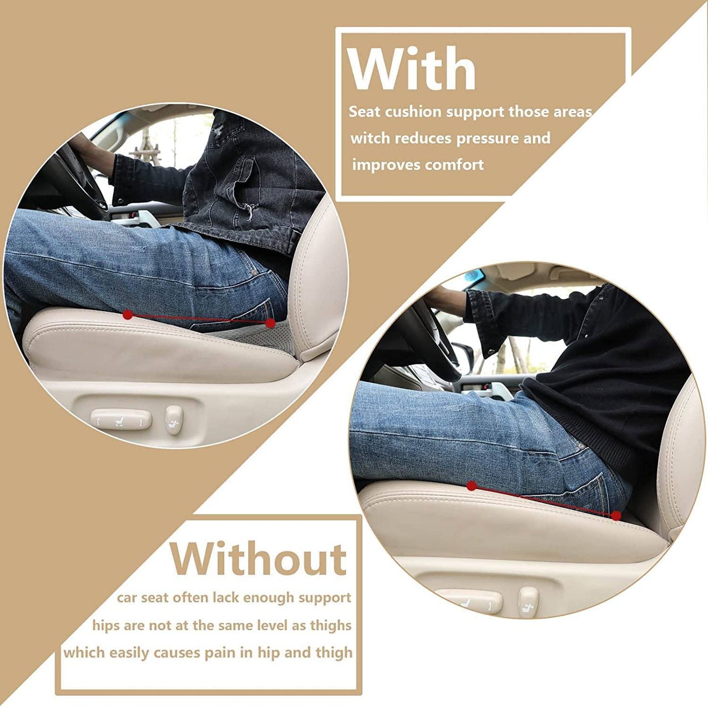 Car Seat Cushion for Short Drivers | 3.5-Inch Thick, Ergonomic Memory Foam for Comfort and Pain Relief