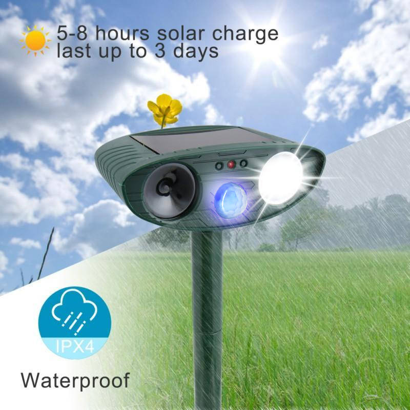 Solar-Powered Ultrasonic Deer Repeller - Effective Deer Deterrent for Gardens & Yards, Repels Deer Within 48 Hours