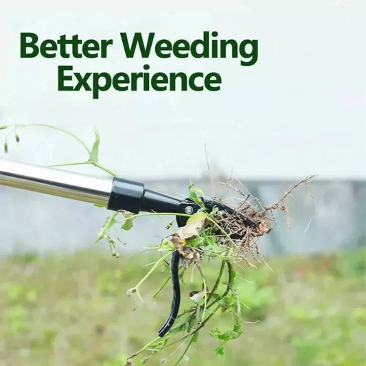 Stand Up Weed Puller Tool | Ergonomic Long Handle with 4 Claw Root Removal for Easy Gardening and Lawn Maintenance