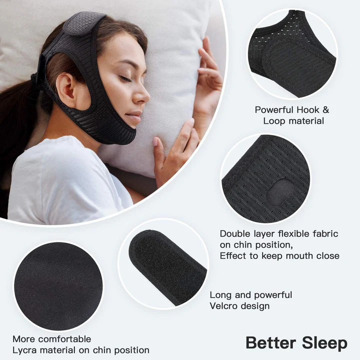 Anti Snoring Chin Strap | Adjustable, Breathable Fabric for Sleep Apnea Relief and Better Sleep Quality