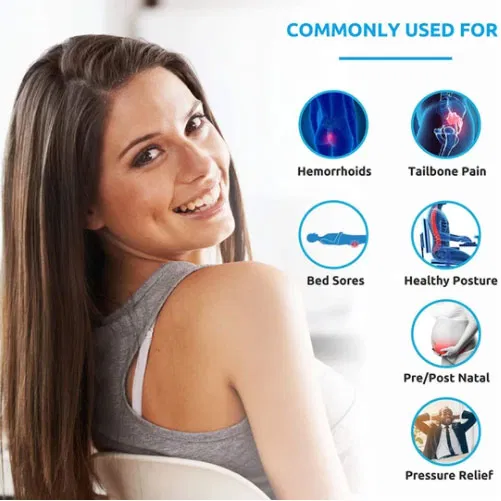 Ergonomic Donut-Shaped Memory Foam Cushion | Pain Relief for Hemorrhoids, Coccyx & Tailbone Discomfort at Home or Office