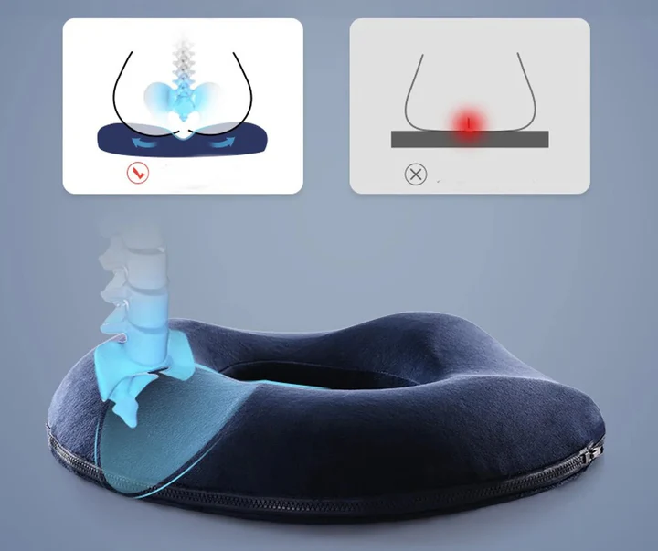 Ergonomic Donut-Shaped Memory Foam Cushion | Pain Relief for Hemorrhoids, Coccyx & Tailbone Discomfort at Home or Office