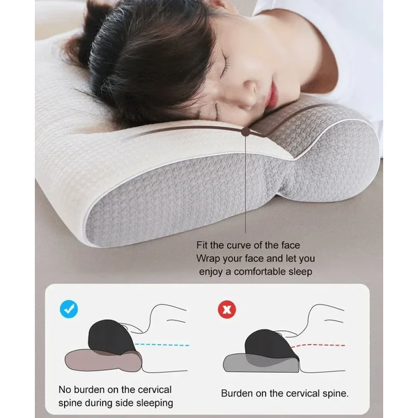 Ergonomic Goose Down Pillow, Cervical Support Comfort Down Pillow, Sleep Enhancing Pillow