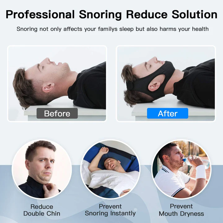 Anti Snoring Chin Strap | Adjustable, Breathable Fabric for Sleep Apnea Relief and Better Sleep Quality