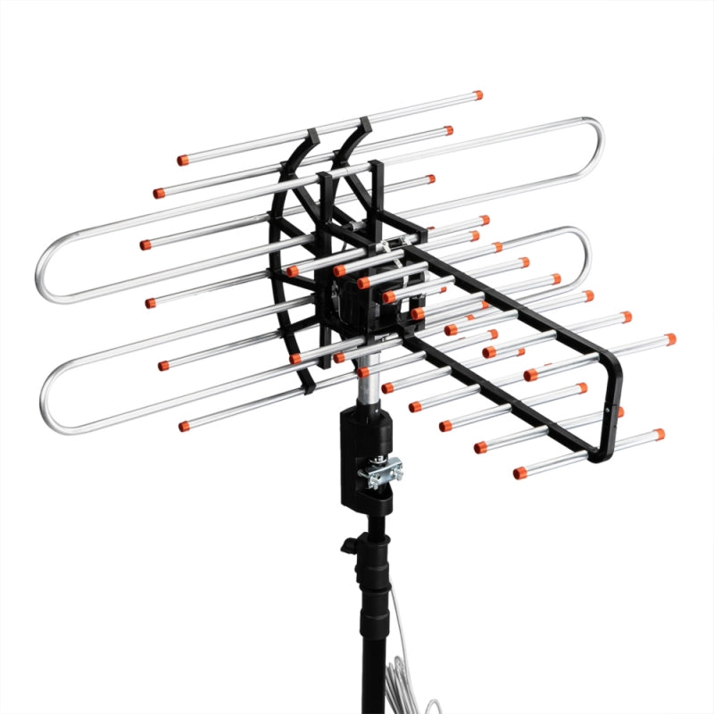 Outdoor Long Range 500+ Mile TV Antenna | UHF/VHF/FM, 360-Degree Motorized Rotation & Dual TV Output for Crystal Clear HD Channels