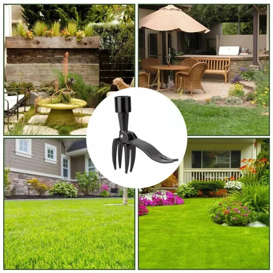 Stand Up Weed Puller Tool | Ergonomic Long Handle with 4 Claw Root Removal for Easy Gardening and Lawn Maintenance