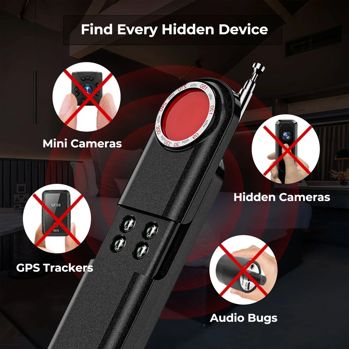 Smart Camera and GPS Detector | Compact, Powerful Device for Locating Hidden Cameras and Audio Bugs
