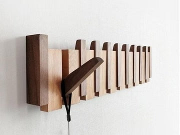 Handmade Wooden Coat Rack | Magnetic Folding Hooks, Space-Saving Design & Ideal for Entryways, Hallways, or Mudrooms