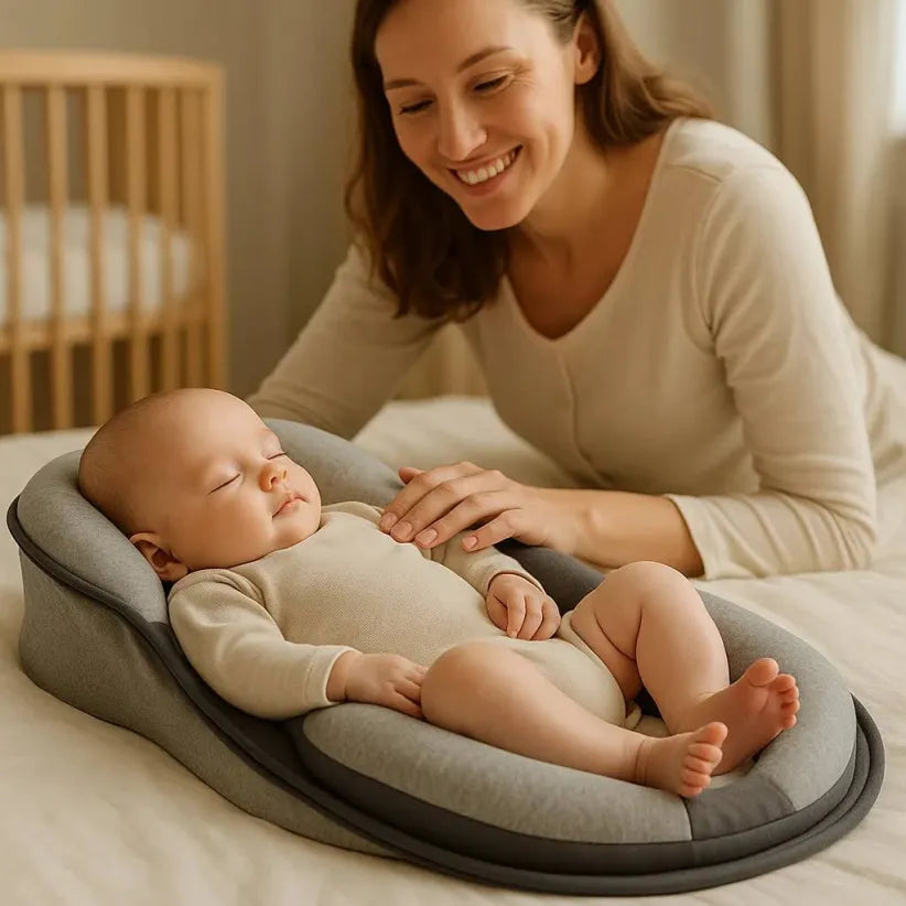 Anti Roll Baby Reflux Pillow Bed – Sleep Pod Infant Nest with 15° Wedge | Portable Anti-Reflux & Flat Head Pillow for Baby