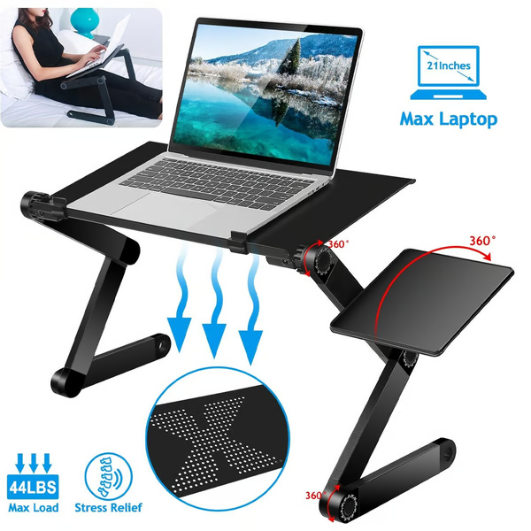Adjustable Laptop Stand for Desk | 360-Degree Flexibility, Ventilation Holes & Ideal for Home Office or Couch Use