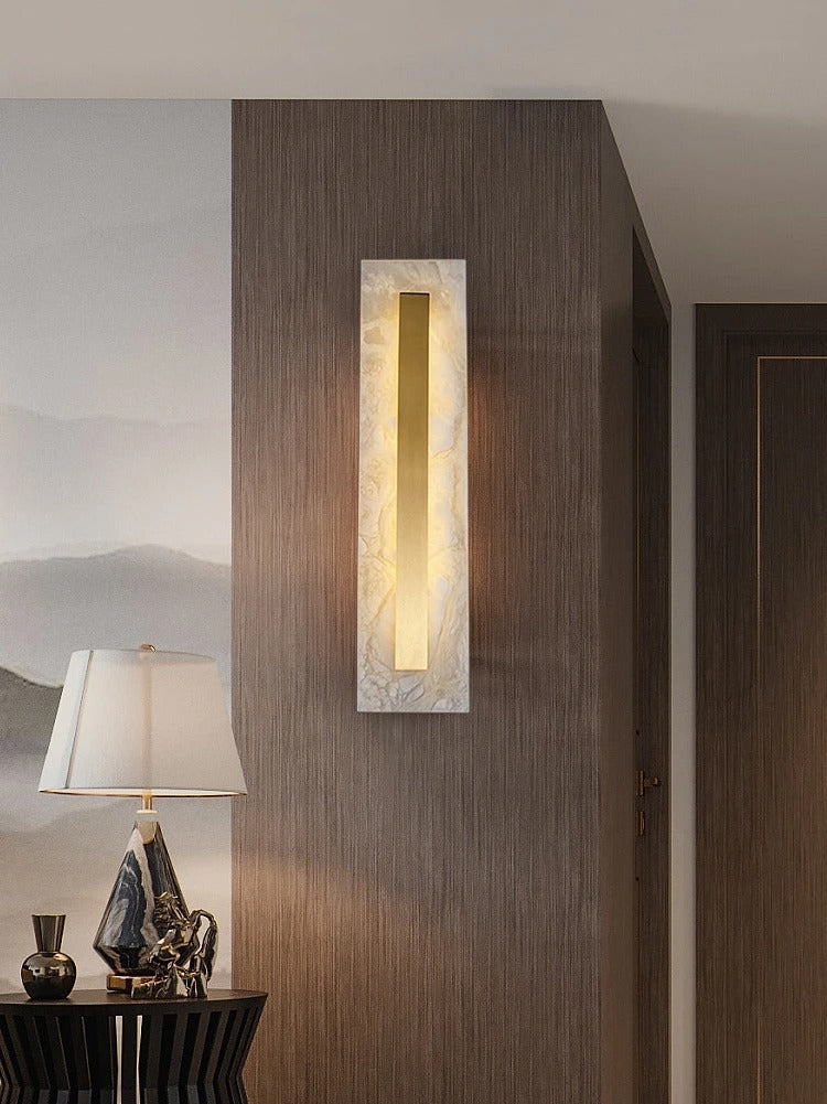 Alabaster Rounded Wall Light Fixture - Modern Sconce for Living Room & Hallway Lighting
