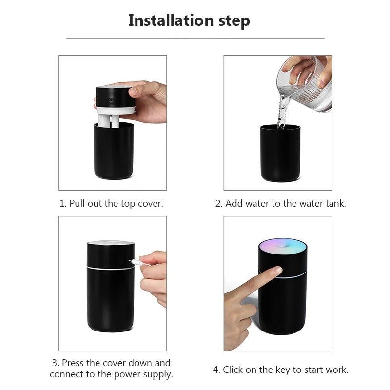 Portable Rechargeable Air Humidifier for Home, Office, and Travel - Compact Mist Maker for Improved Air Quality