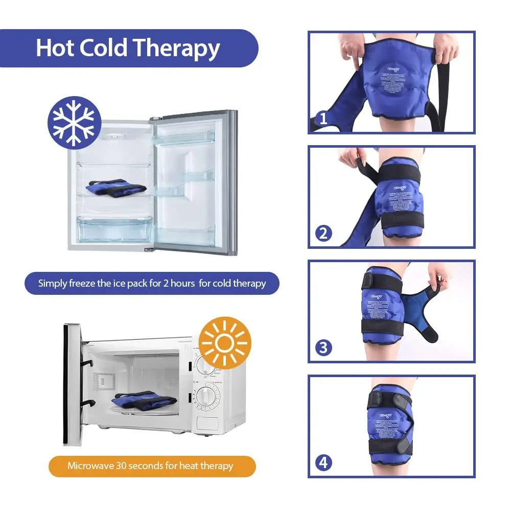 Cold Therapy Machine Style Knee Wrap – Reusable Gel Ice Pack for Injury, Pain Relief, and Recovery – Hot & Cold Compression Support for Men and Women
