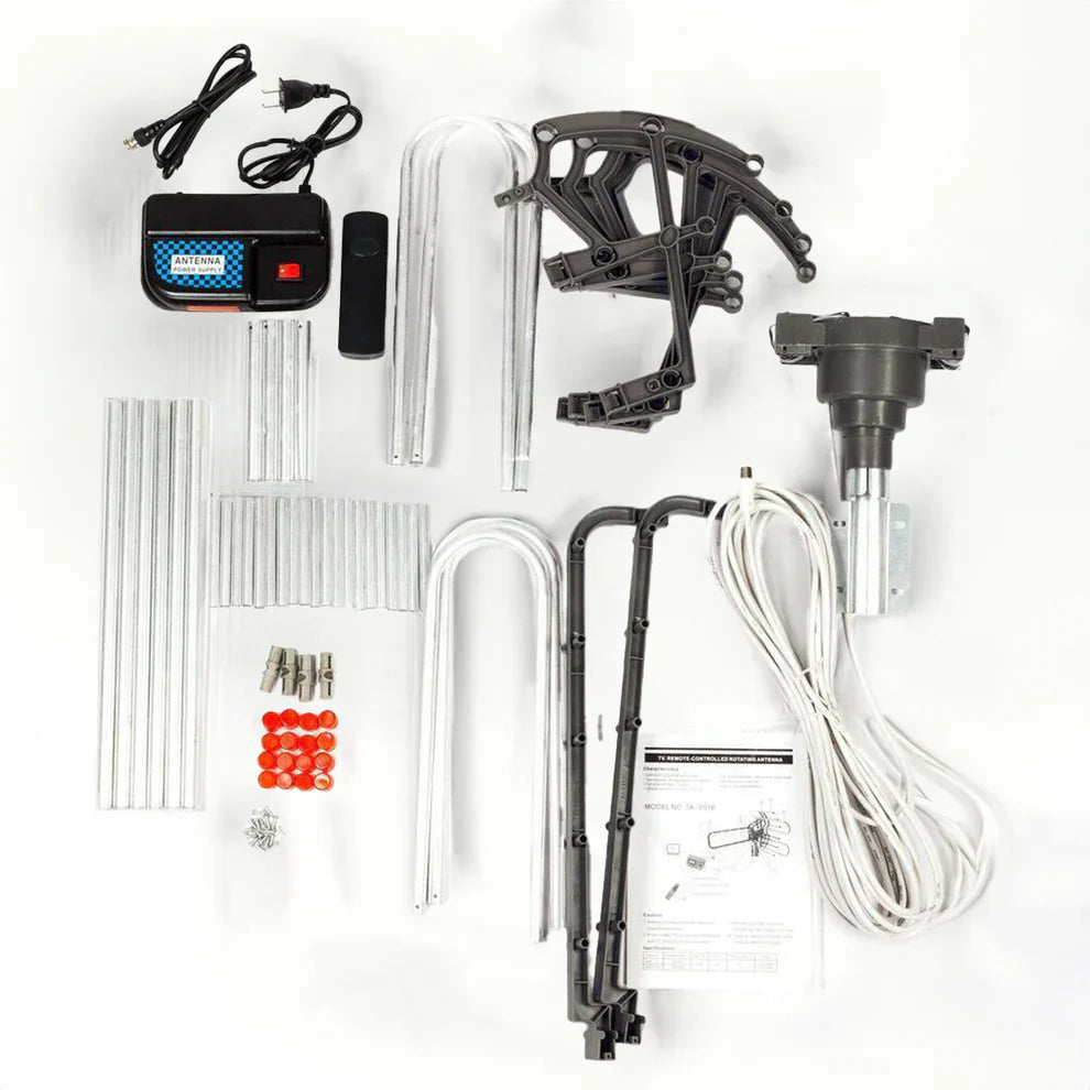 Outdoor Long Range 500+ Mile TV Antenna | UHF/VHF/FM, 360-Degree Motorized Rotation & Dual TV Output for Crystal Clear HD Channels