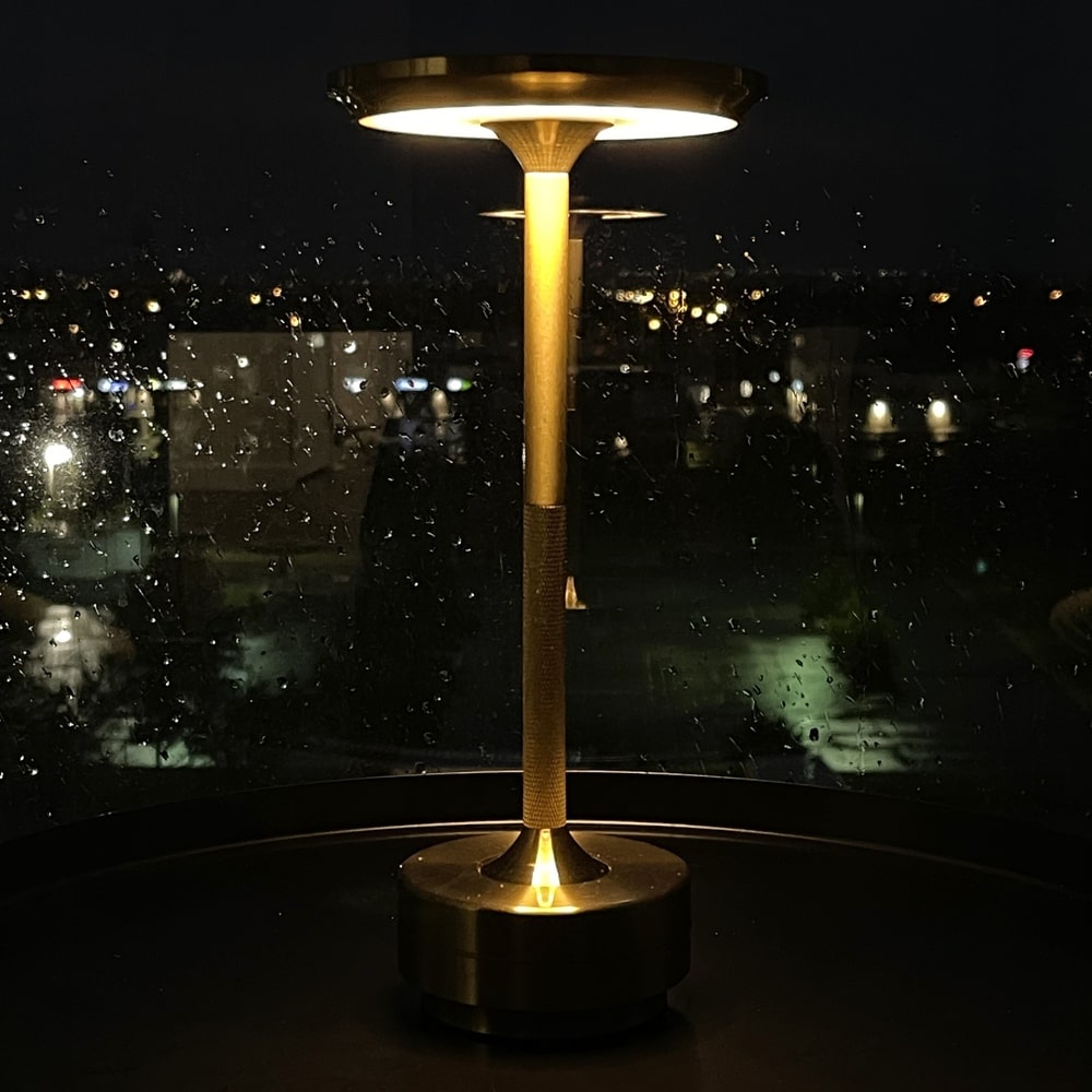 Cordless Metallic Table Lamp | Dimmable, Water-Resistant & Adjustable Light for Indoor and Outdoor Use