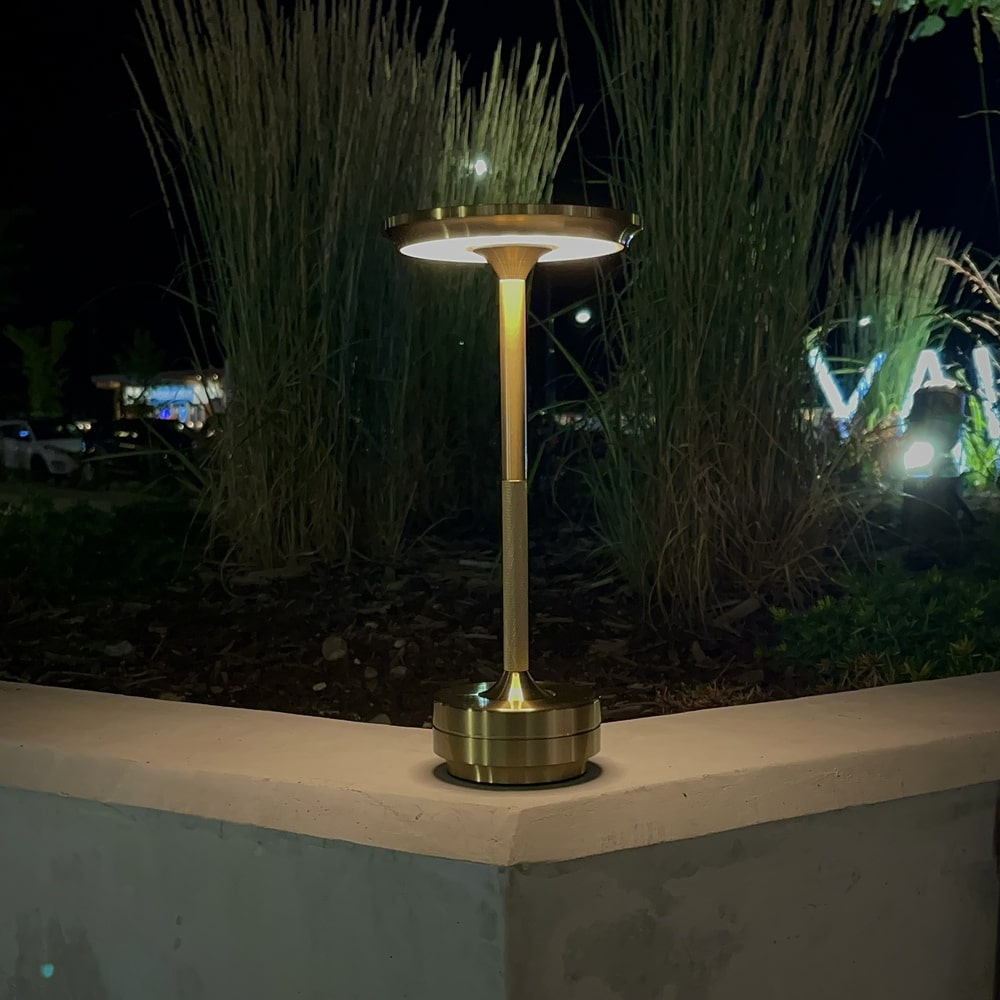 Cordless Metallic Table Lamp | Dimmable, Water-Resistant & Adjustable Light for Indoor and Outdoor Use