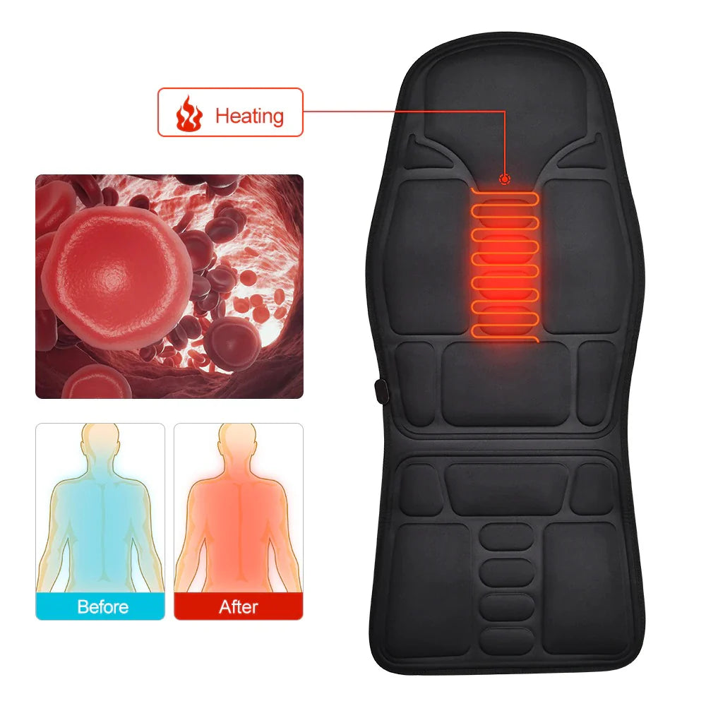 8-Mode Massage Chair Pad | Heated Back & Neck Cushion for Car and Home Use
