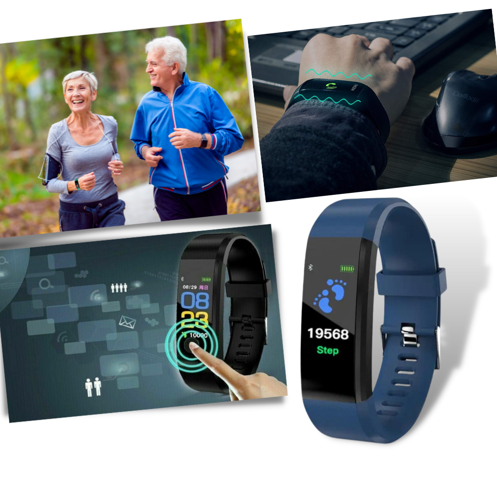 Step Counter Watch for Seniors | Smart Bracelet Easy-to-Read Display, Health Tracking & Long Battery Smartwatch