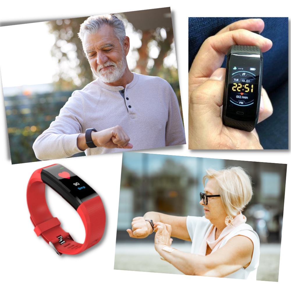Step Counter Watch for Seniors | Smart Bracelet Easy-to-Read Display, Health Tracking & Long Battery Smartwatch