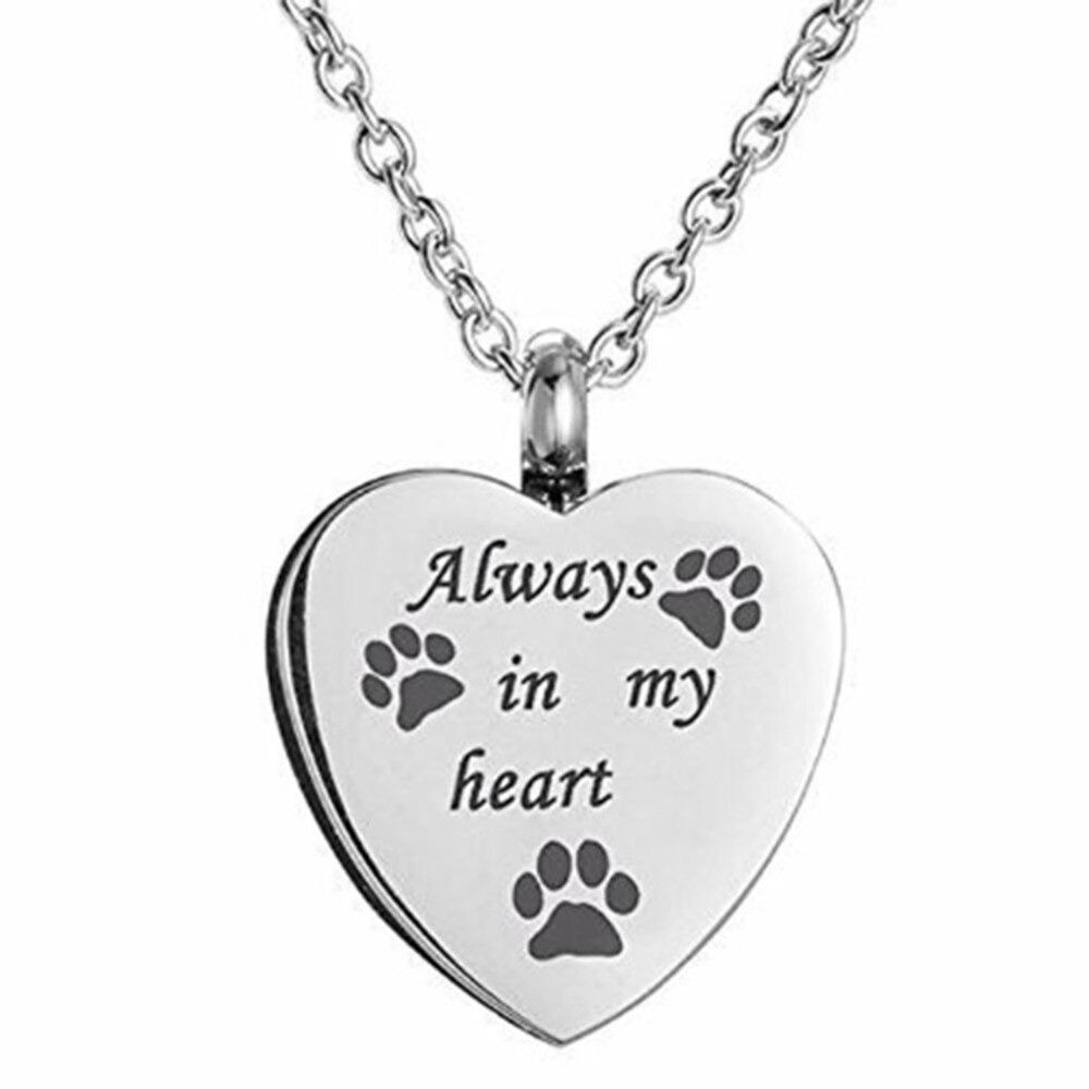 No Longer By My Side Forever In My Heart - Paw Print Urn Necklace
