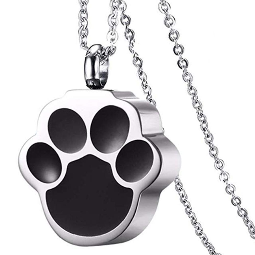 No Longer By My Side Forever In My Heart - Paw Print Urn Necklace