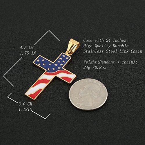 American Flag Patriotic Cross Religious Jewelry Enamel Pendant Necklace - Balma Home