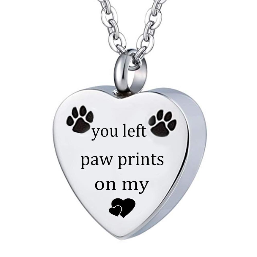No Longer By My Side Forever In My Heart - Paw Print Urn Necklace