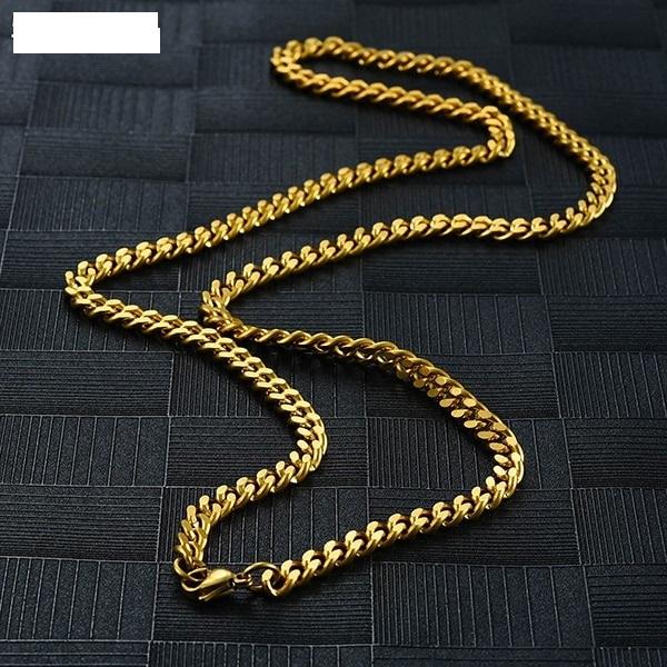 Mens Gold Curb Chain Necklace