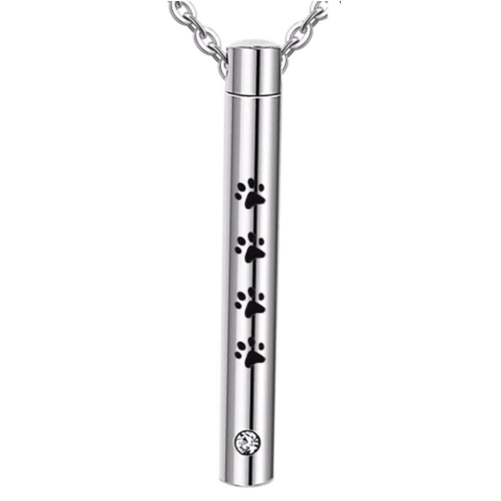 No Longer By My Side Forever In My Heart - Paw Print Urn Necklace