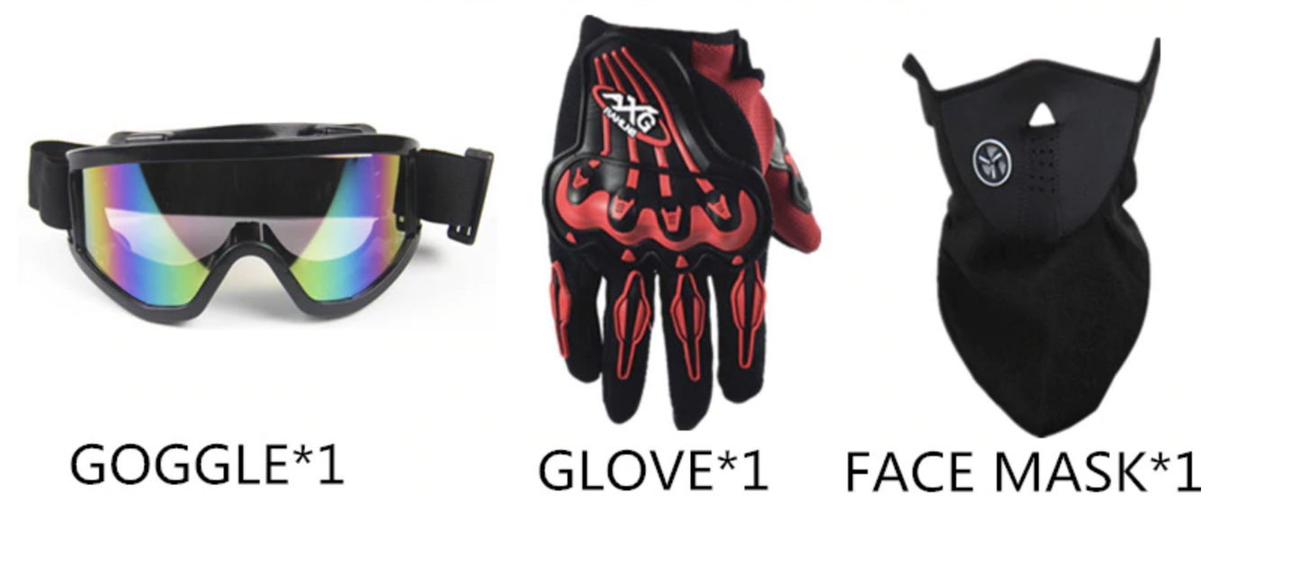 Bundle Motocross Helmet with Goggles, Glove and Face Mask ALL IN ONE - Balma Home