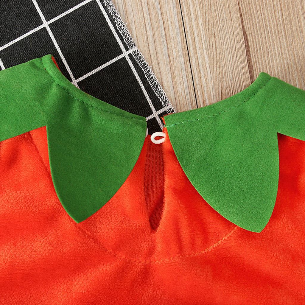 Baby Halloween Costumes Pumpkin 2 PCs Cosplay Idea Sleeveless Romper Jumpsuit