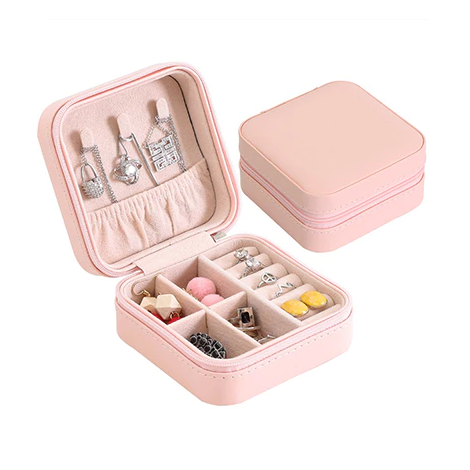 Jewellery Organizer New PU Leather Storage Box Portable Double-Layer Earrings Organizer