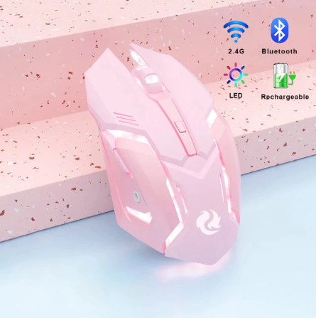 Bluetooth Mouse Gaming Rechargeable 2.4G Wireless Ergonomic Mouse Computers LED Backlit