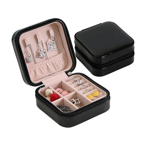 Jewellery Organizer New PU Leather Storage Box Portable Double-Layer Earrings Organizer