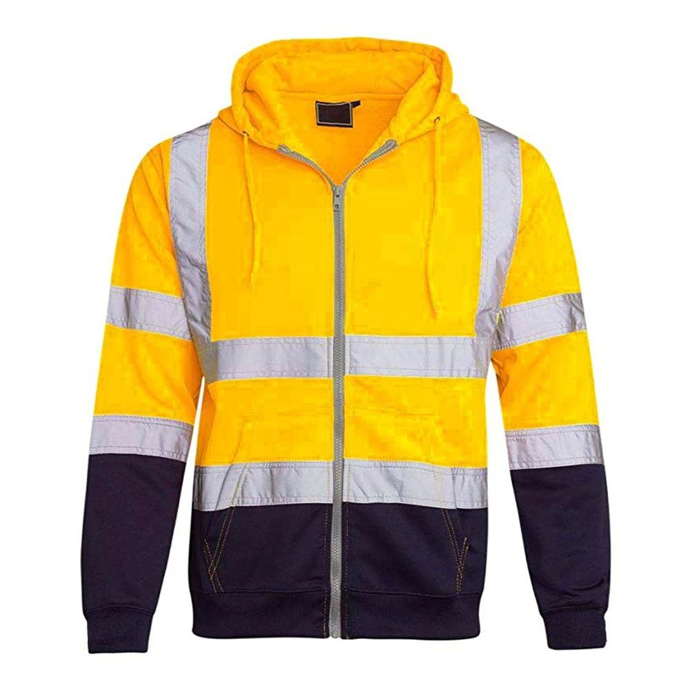Workwear Hi Vis Jacket Hooded Zipper