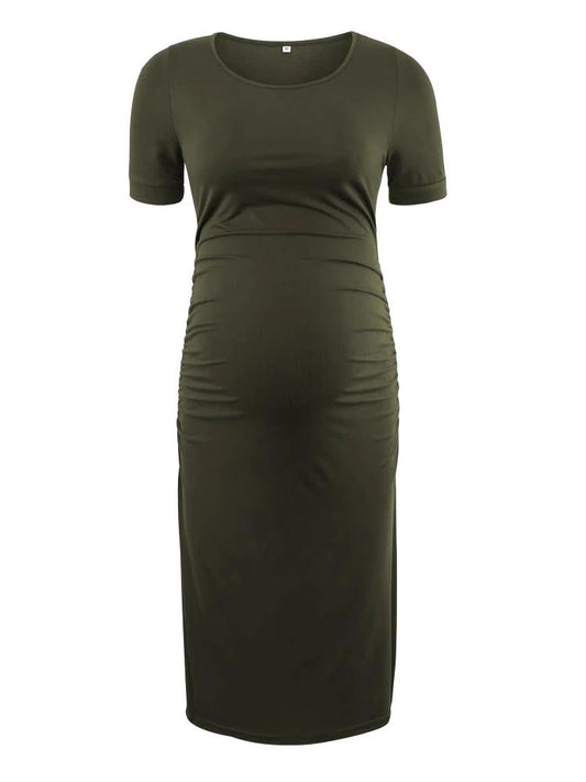 Women's Side RuchedBlack Maternity Dress