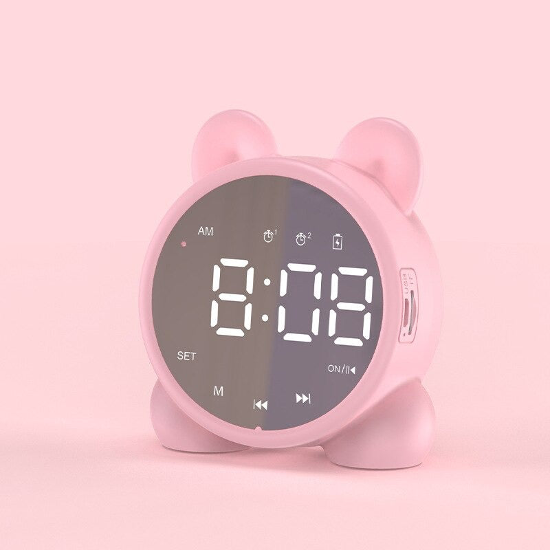 Bluetooth Speaker Kids Alarm Clock Bedside Childrens Alarm Clock Digital Wake-up Temperature Childrens Clock