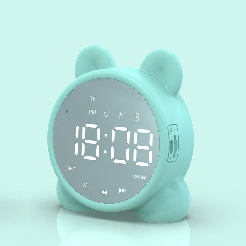 Bluetooth Speaker Kids Alarm Clock Bedside Childrens Alarm Clock Digital Wake-up Temperature Childrens Clock