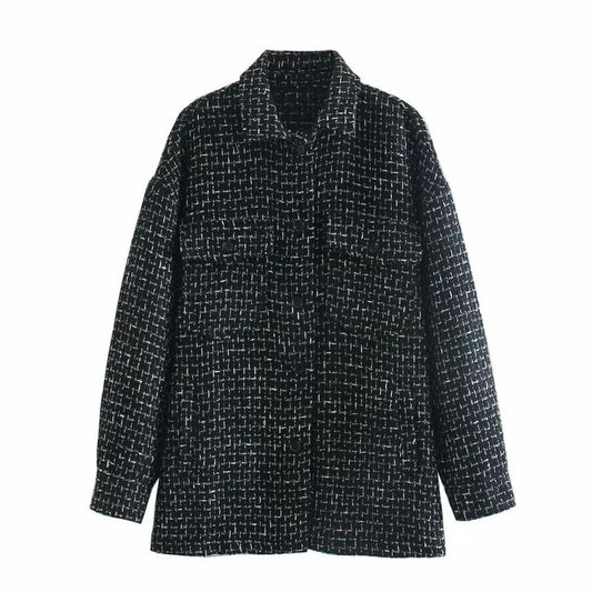 New Fall Winter Womens Fashion Tweed Coat
