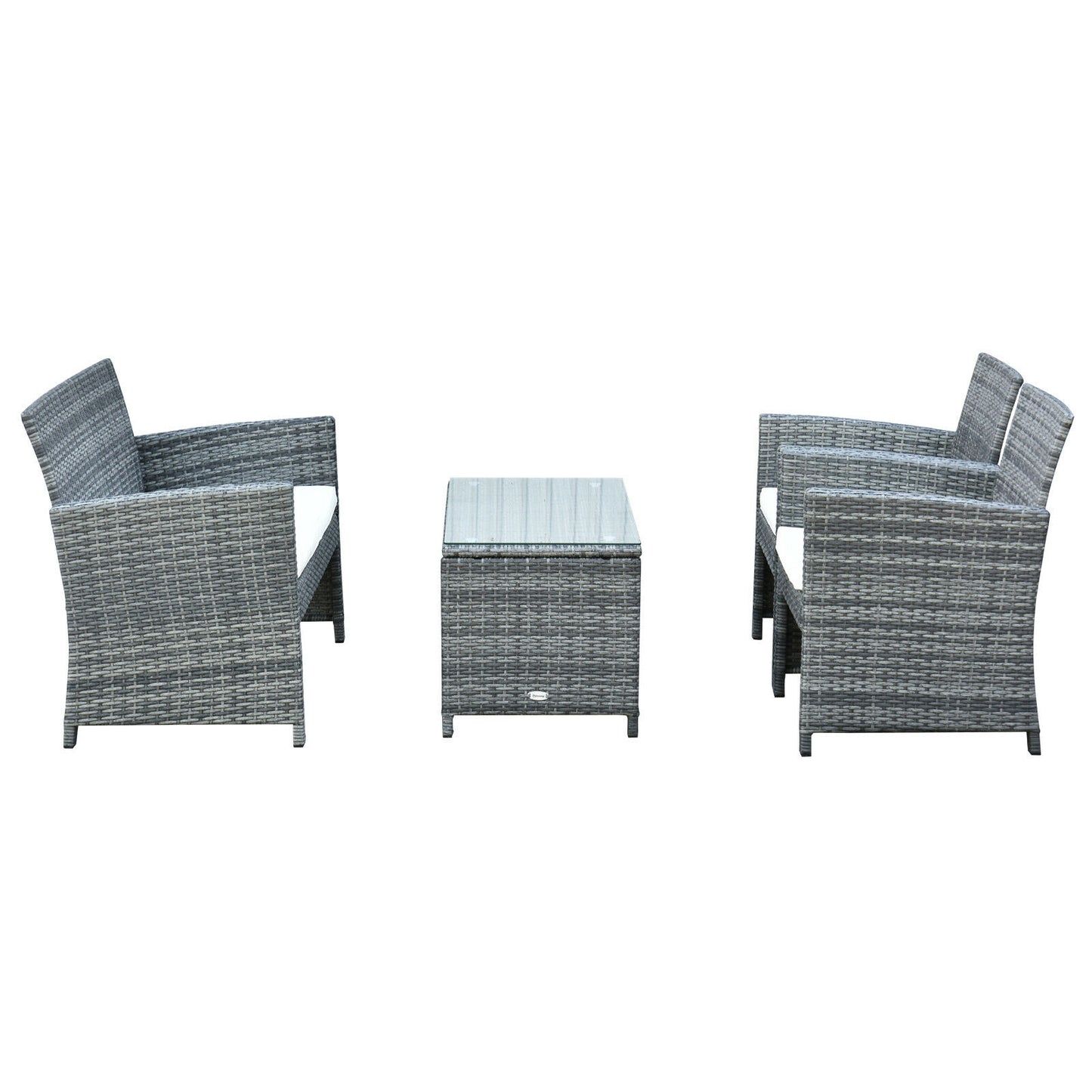 4Pcs Rattan Patio Furniture Set Sofa and Table