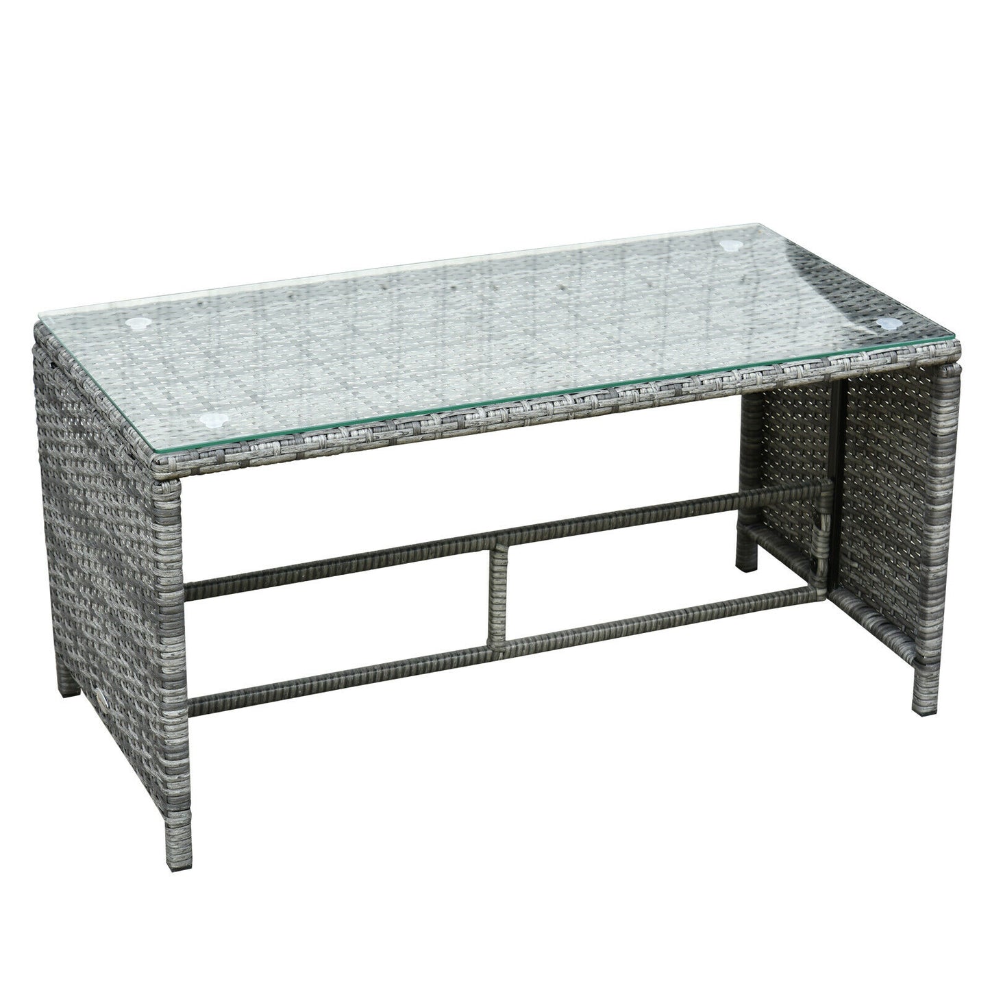 4Pcs Rattan Patio Furniture Set Sofa and Table
