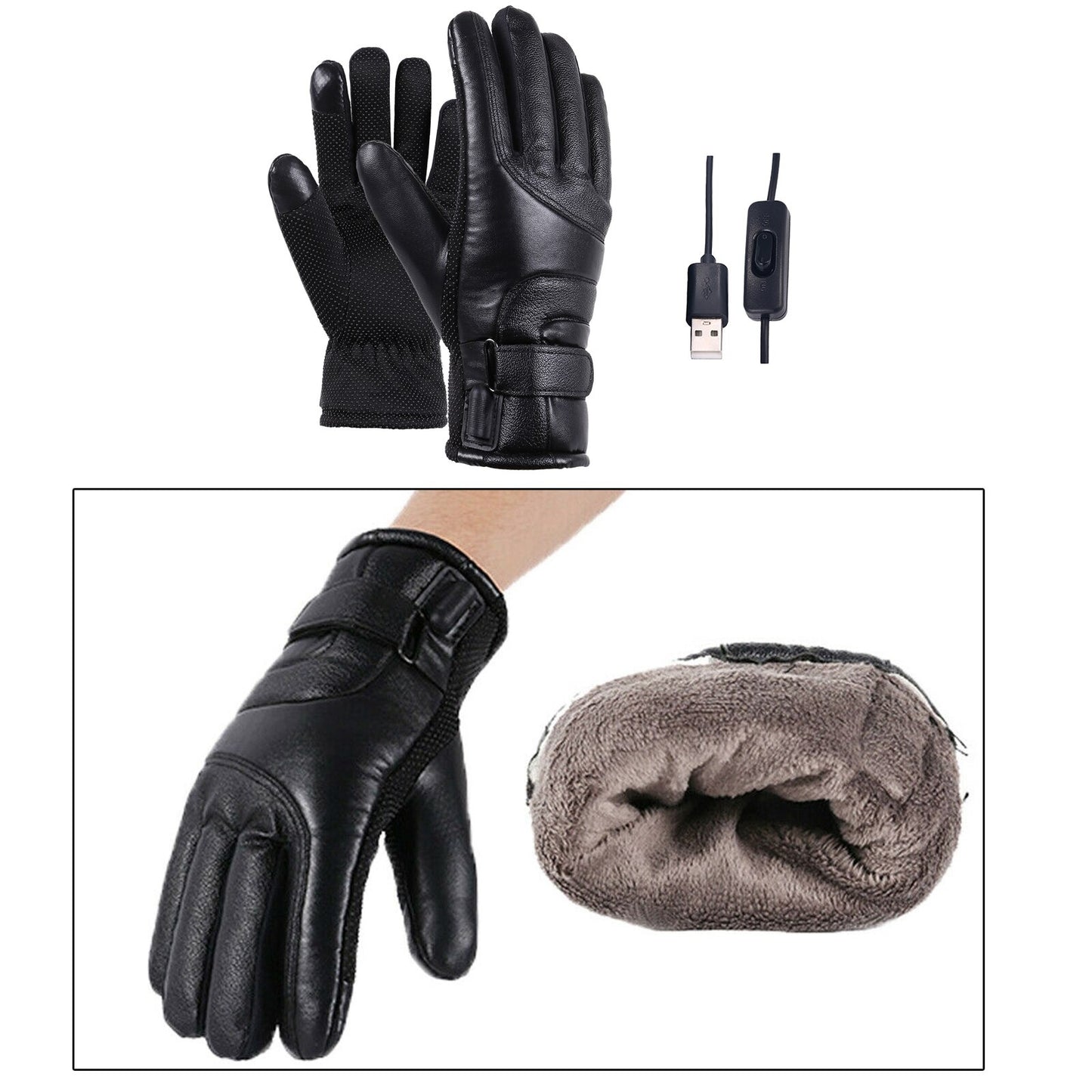 Windproof Waterproof Electric Heated Gloves USB Powered Touchscreen Warming Gloves