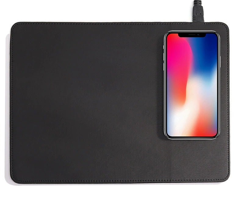 Mobile Phone Wireless Charging Pad Mouse Mat Wireless Phone Charger PU Leather Wireless Charger