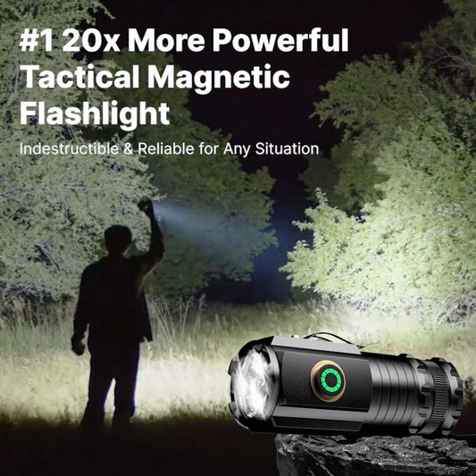 Rechargeable Tactical Flashlight | Ultra-Bright with Magnetic Base, 5 Modes & Waterproof for Camping, Emergencies & Outdoor Adventures