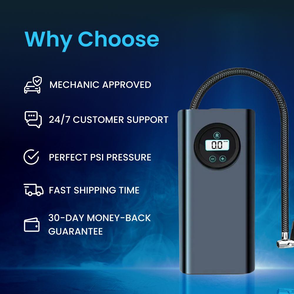 Rechargeable Digital Tire Pump Inflator | Fast & Portable Air Compressor