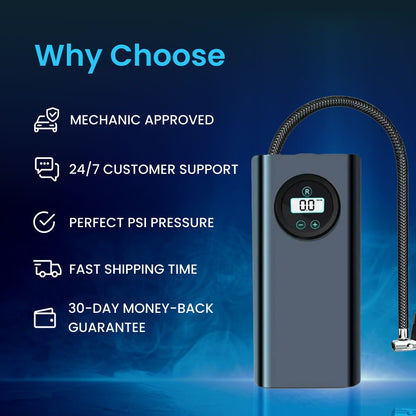 Rechargeable Digital Tire Pump Inflator | Fast & Portable Air Compressor